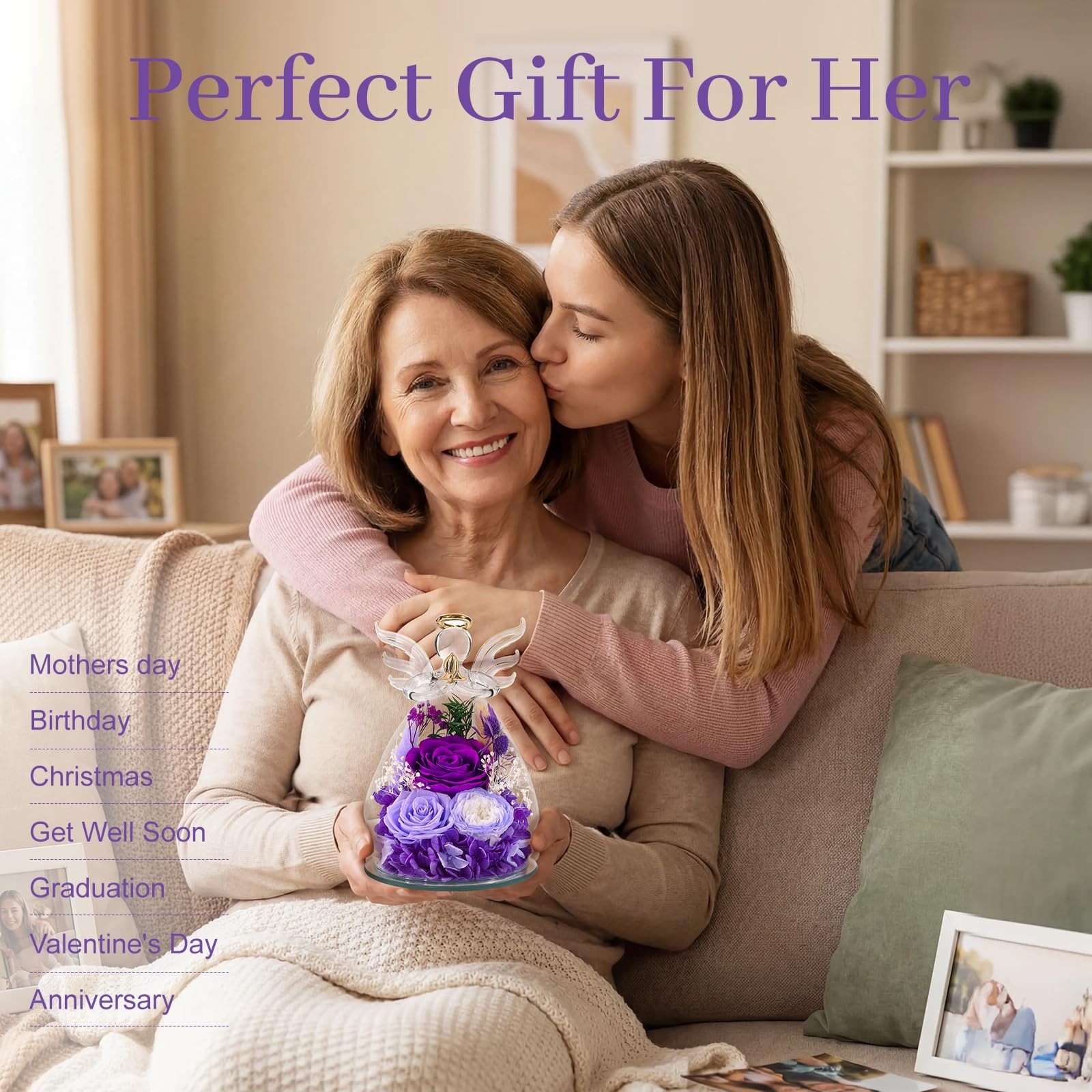 Eternal Preserved Rose in Glass – Fresh Forever Flower Gift for Women, Mom, Gran