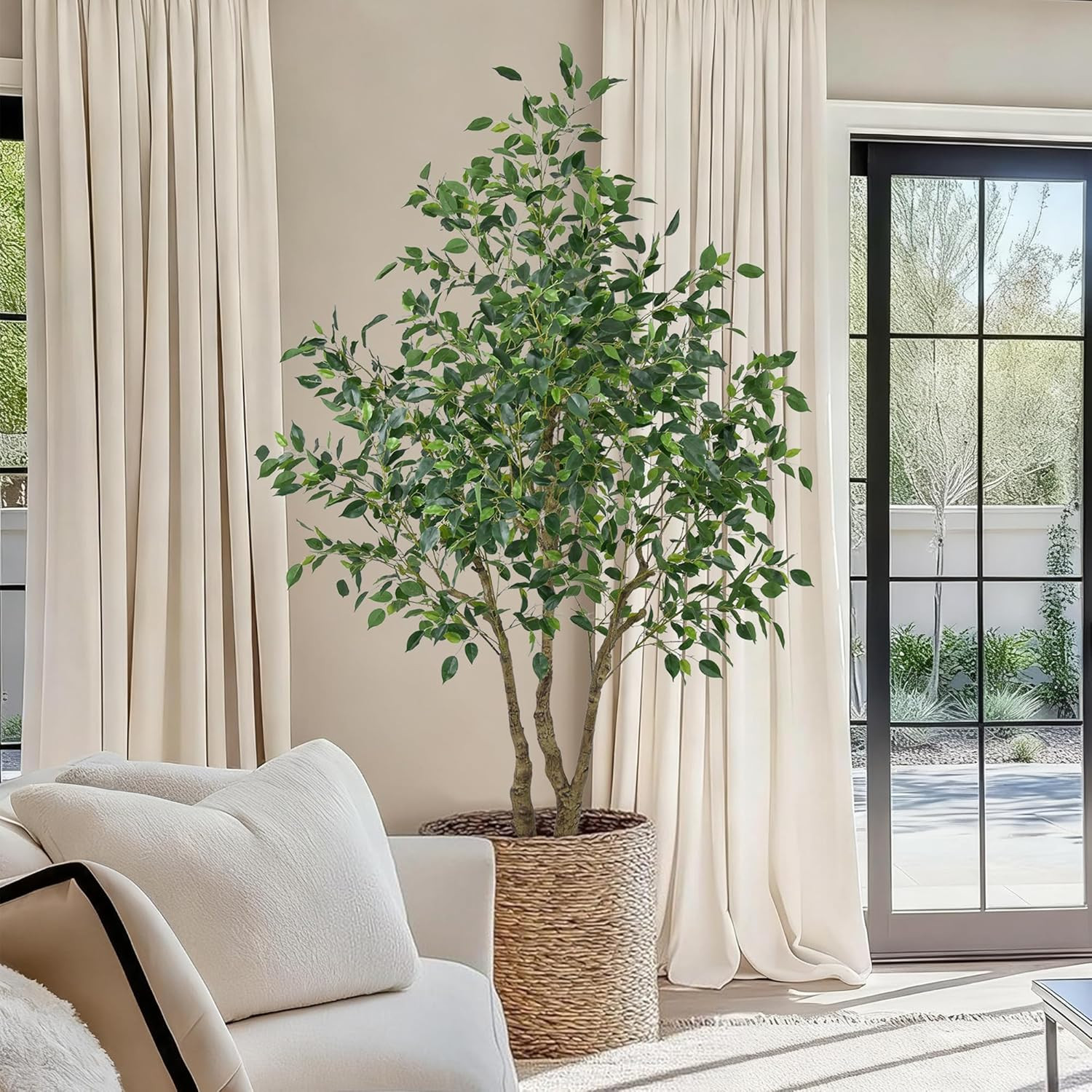 6.5Ft Artificial Ficus Tree – Realistic Faux Plant for Home & Office Decor