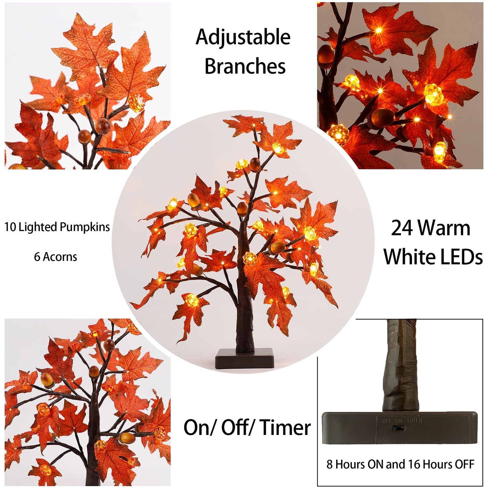Fall Decorations fo Home 2 Pack 18″ Lighted Maple Tree