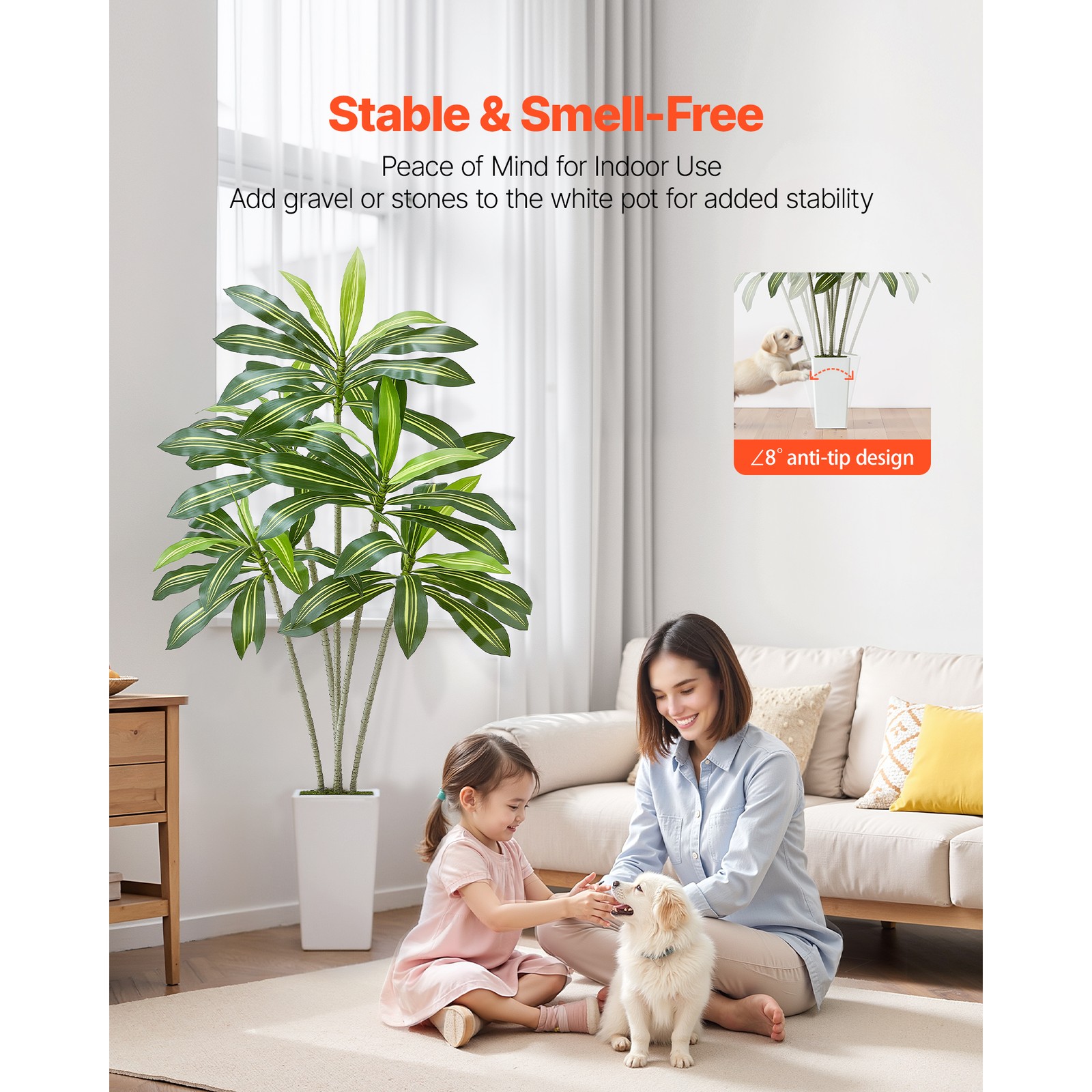 Uimoso 6ft Artificial Dracaena Tree in Pot Indoor Home Decor Faux Fake Plant