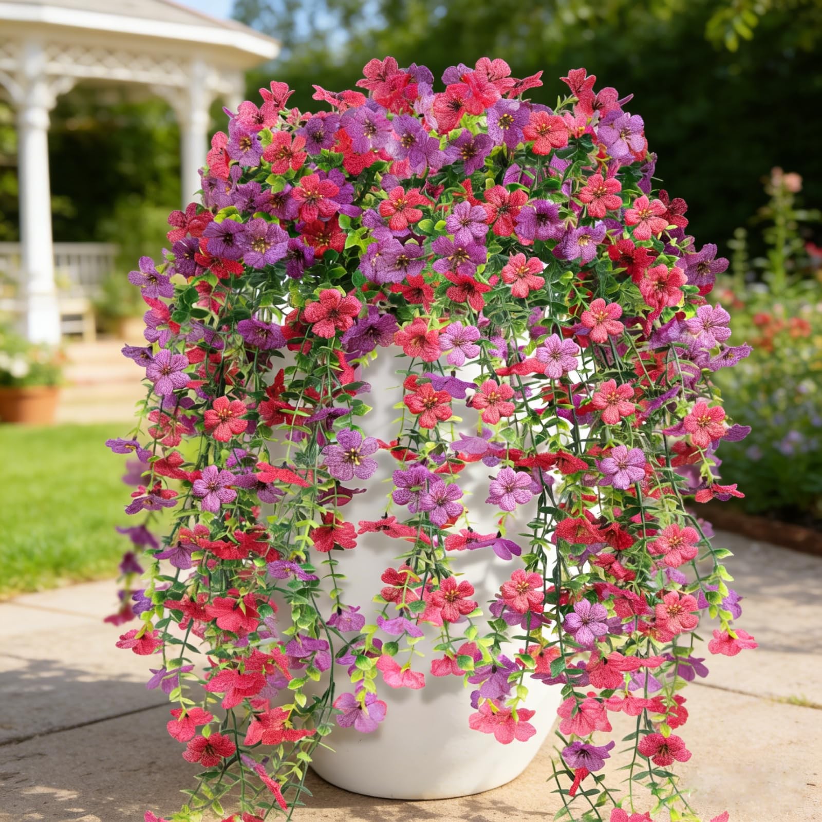 2PCS Artificial Fake Hanging Flowers Plants for Spring Summer Outdoor Decorat…