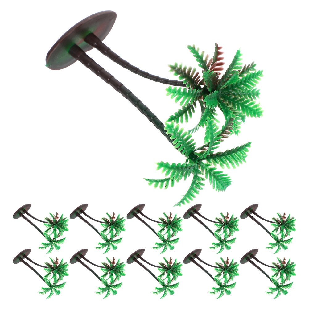 15Pcs Reusable Plastic Mini Palm Trees for Crafts Green Artificial Coconut Decor