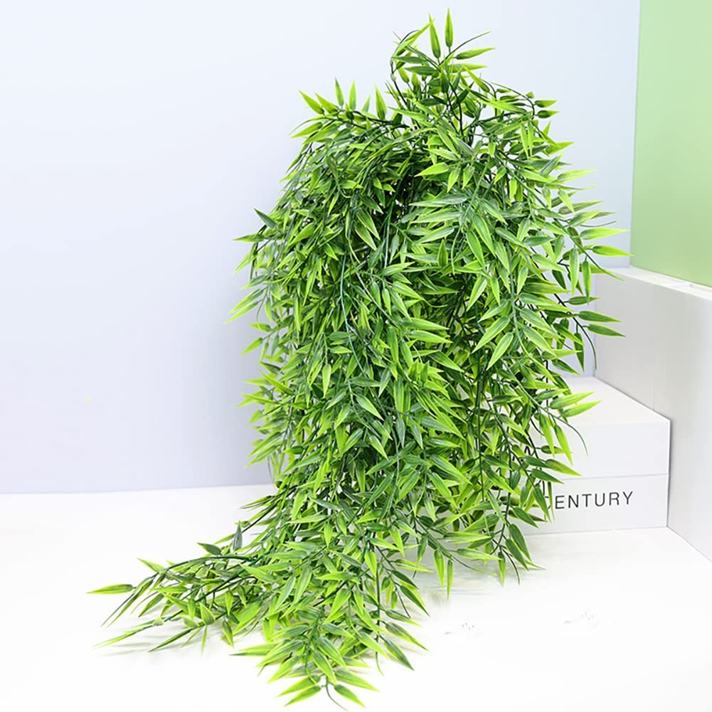 2 Pcs Artificial Hanging Plants Faux Greenary Vines Fake Leaves Decorative Ha…