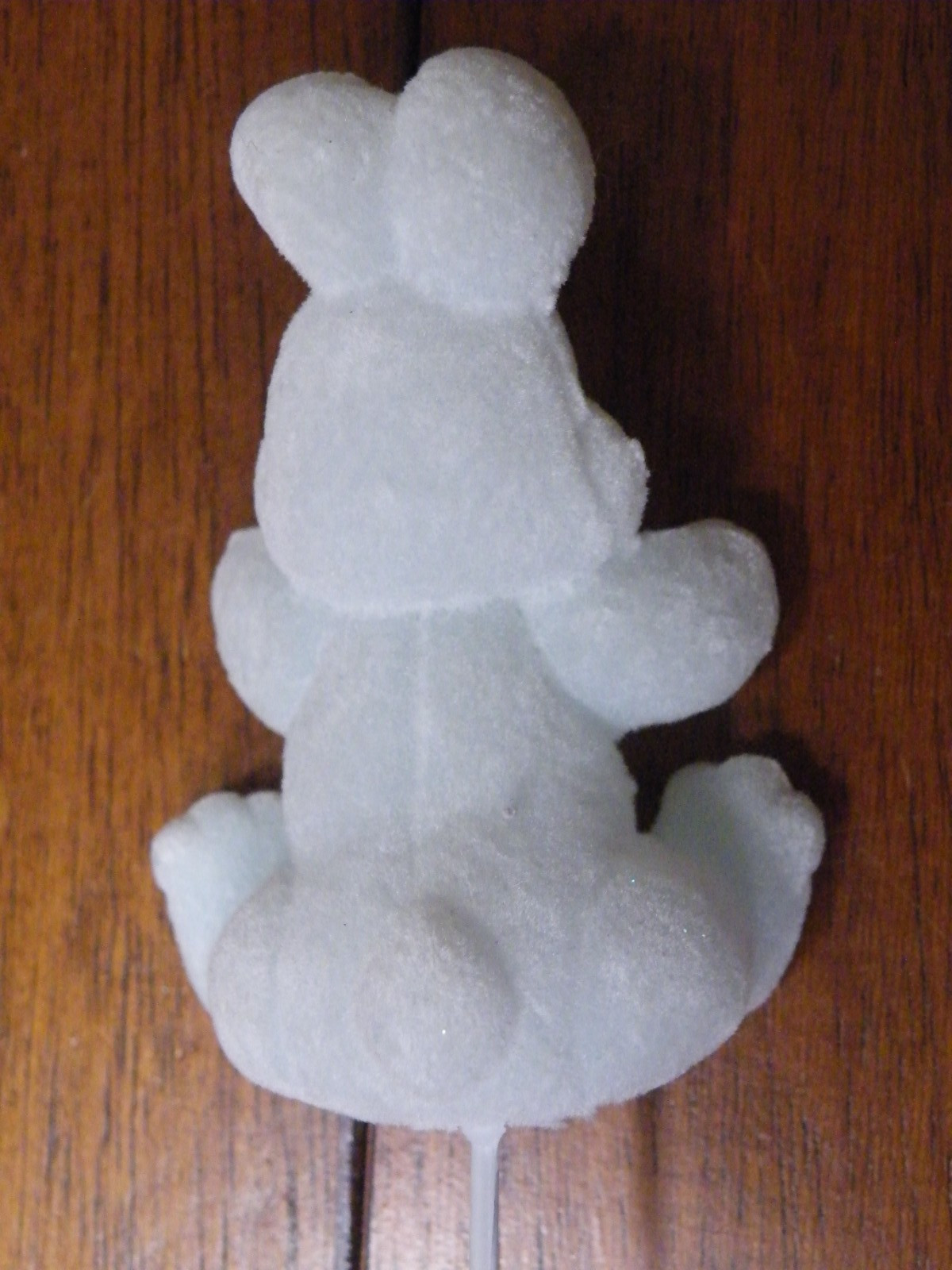 1 VINTAGE Flocked EASTER Bunny Rabbit WHITE with PINK Eyes PICK Free Ship