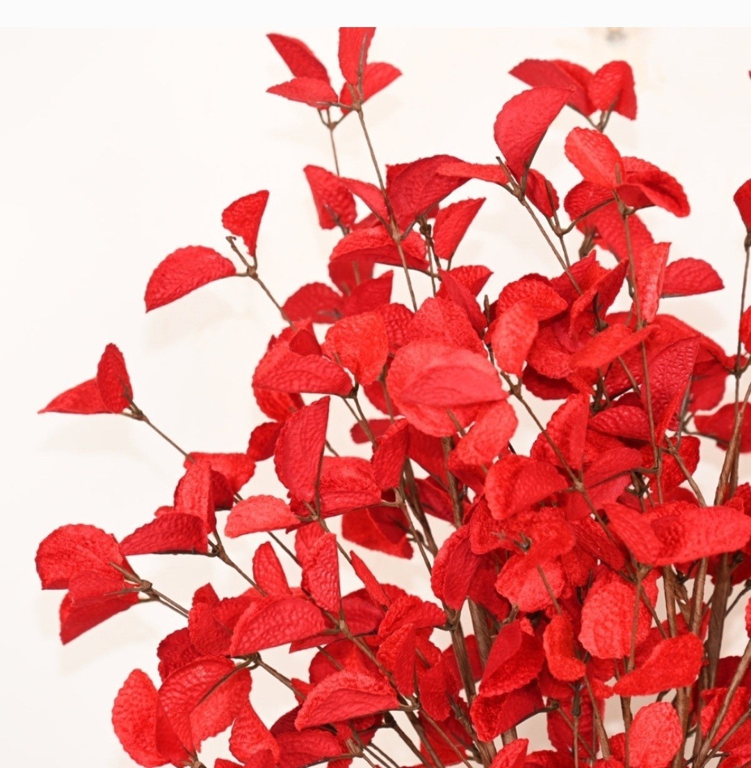 Set of 5 Primrue 26″ Red Faux Eucalyptus Stems – Moody Boho Decor