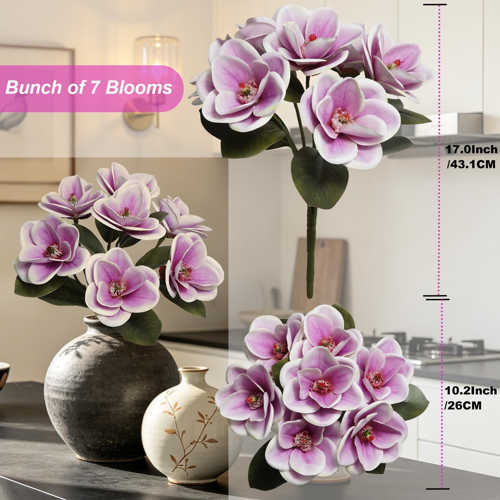Artificial Magnolia Flowers, Real Touch Magnolia Stems