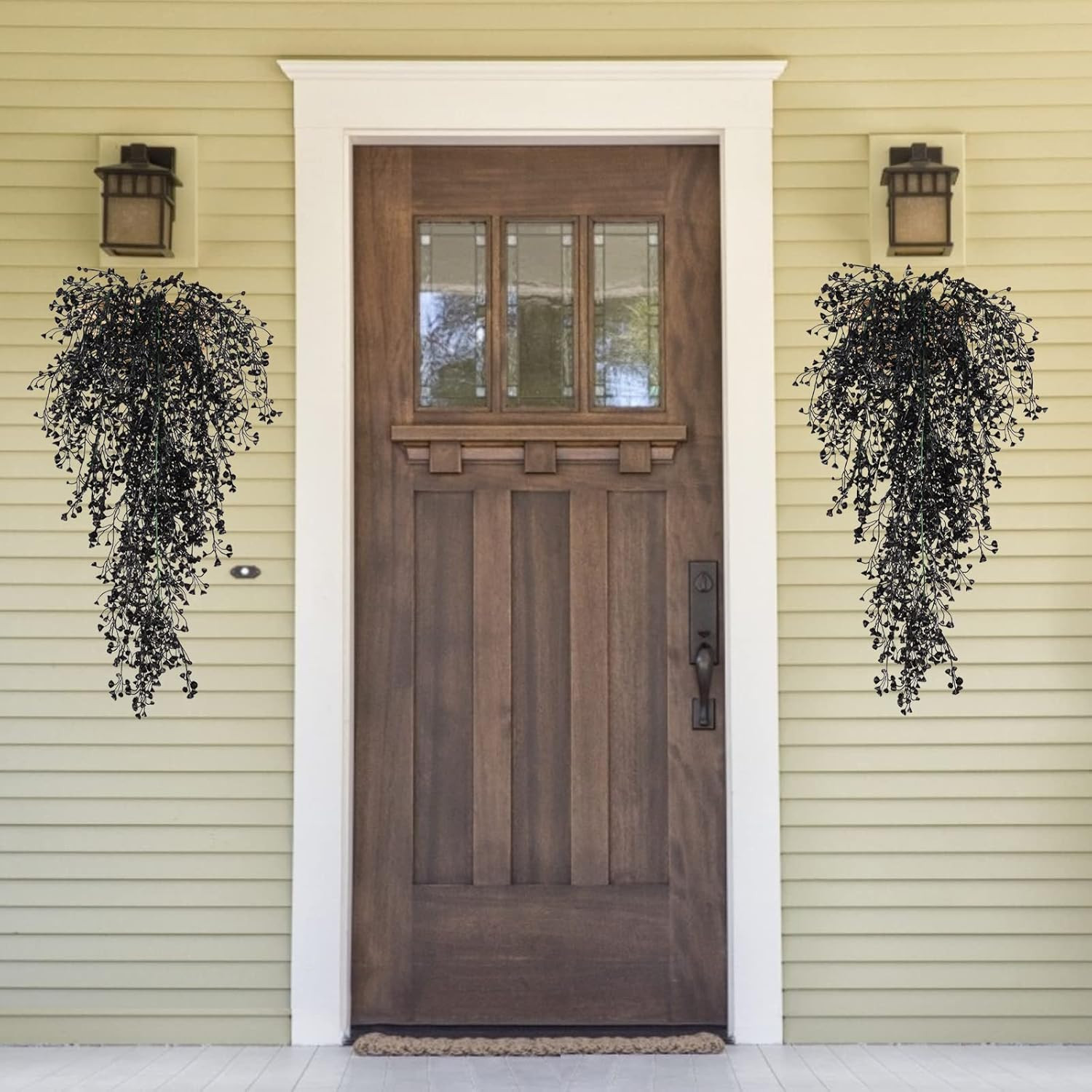 RECUTMS Artificial Hanging Plants Indoor 4 Pcs Ferns 4p-black