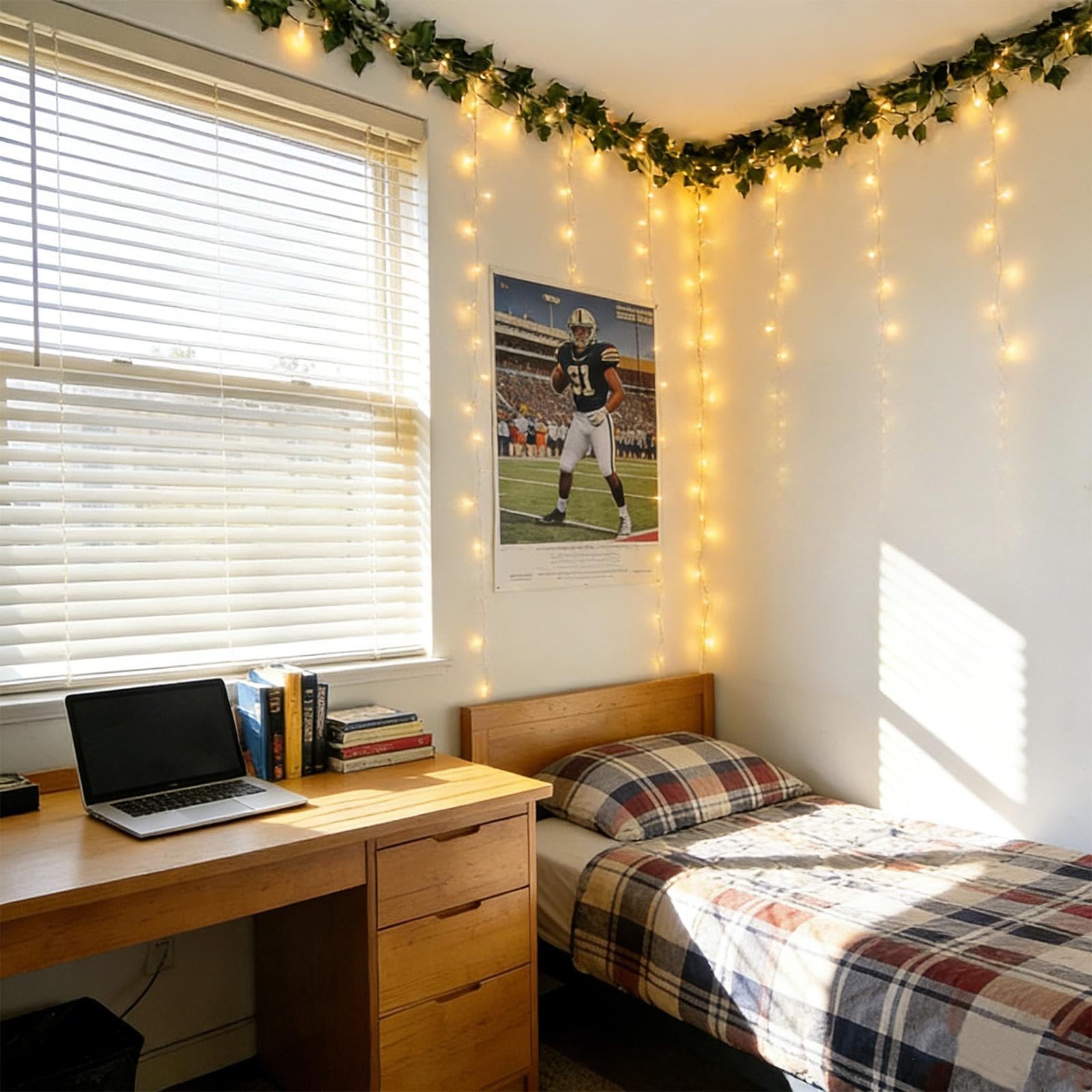 Vines Lights for Dorm with Artificial Ivy Vines Fairy Lights and Clear Wall H…
