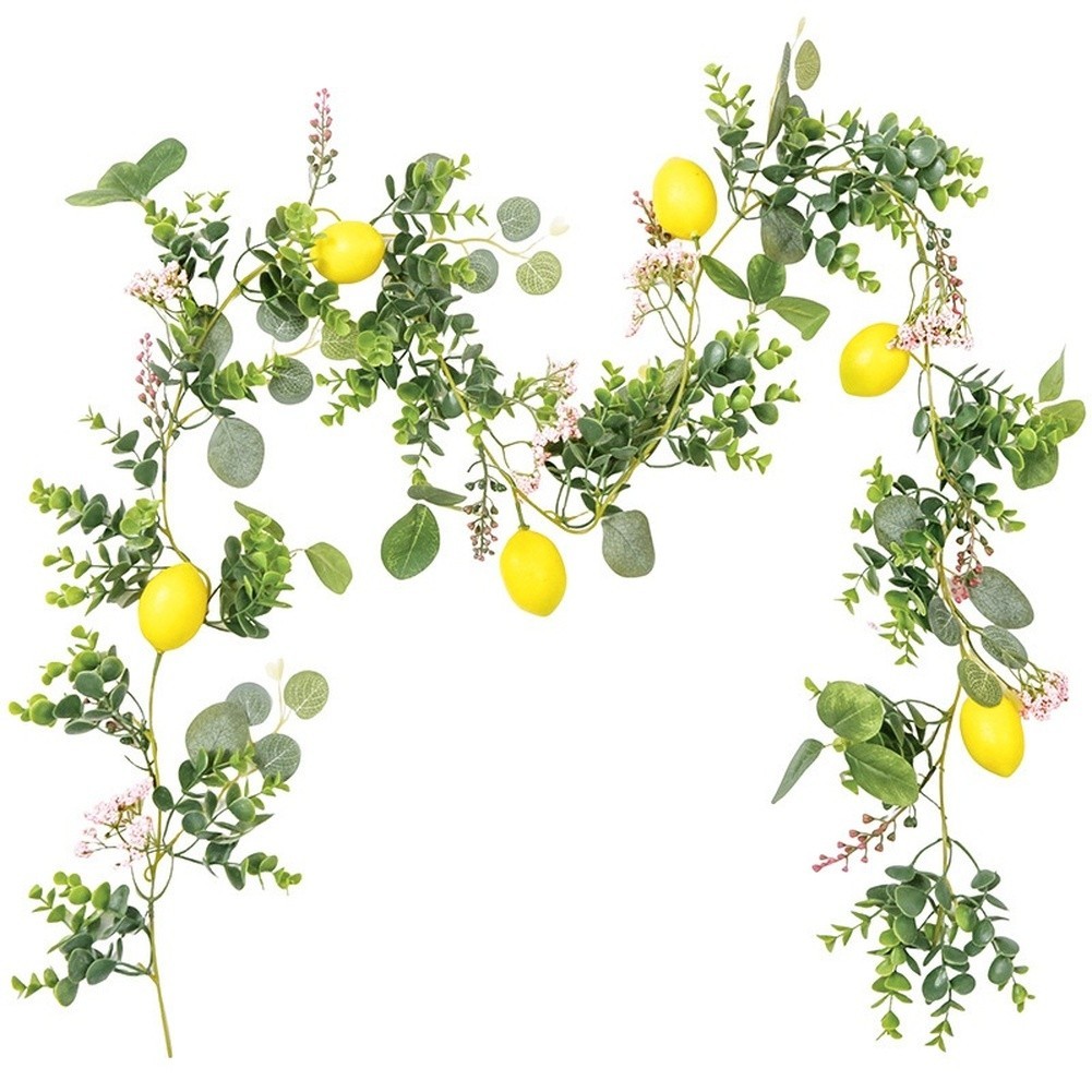 Artificial Lemon Vine with Greenery for Spring Mantel or Shelf Decoration