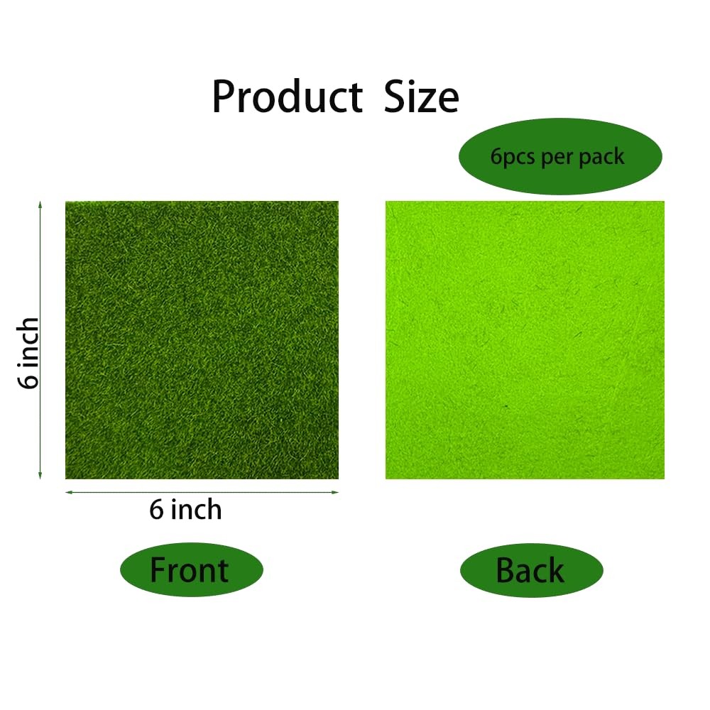 6×6 Inches Artificial Grass for Miniature Crafts Decorations Miniature