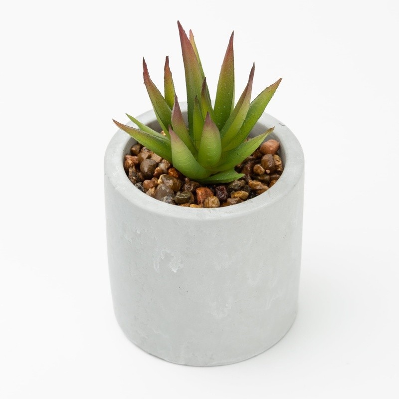 3 Piece Faux Succulent Set Artificial Plants Gray Ceramic Planters Indoor Decor