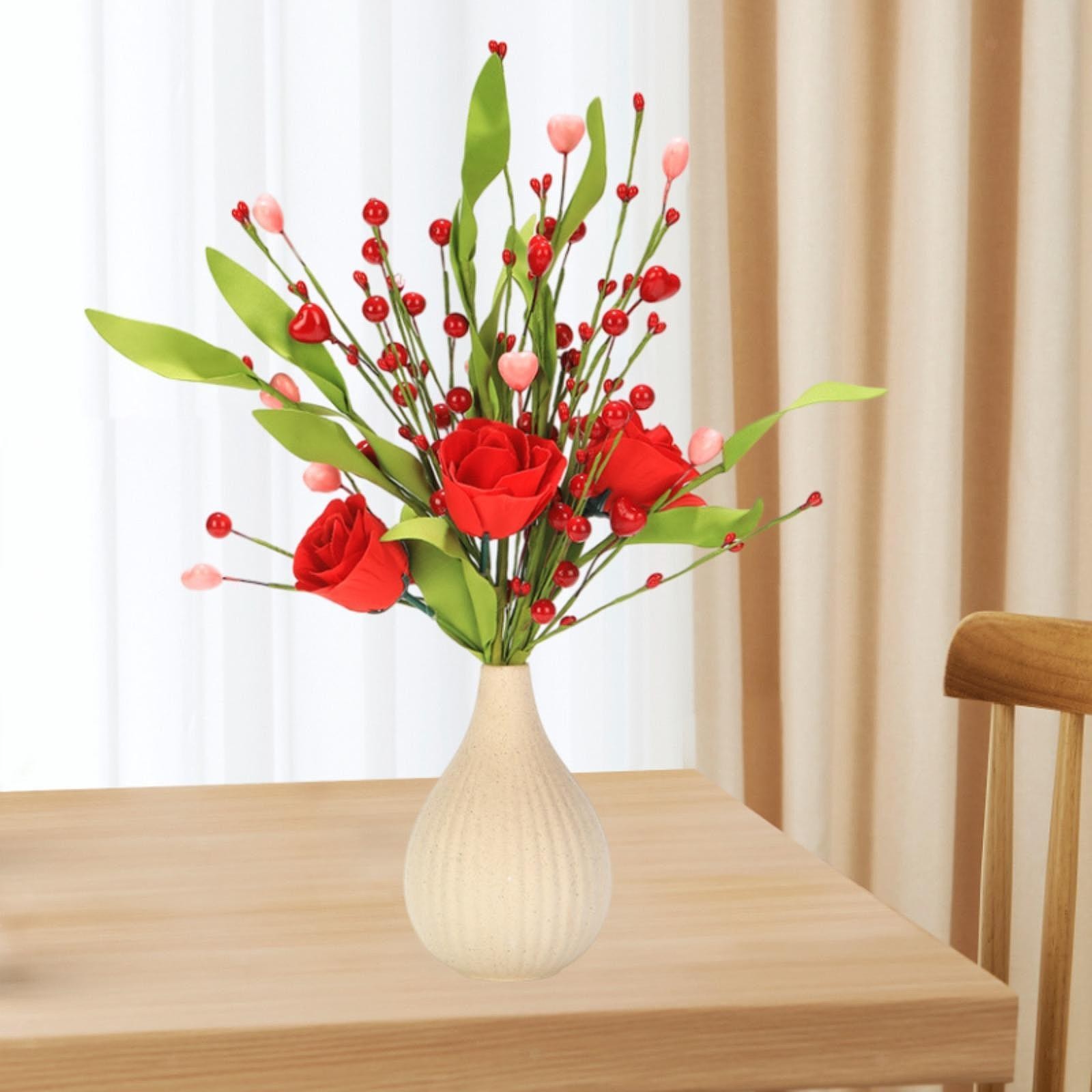 3x Artificial Flowers Creative Floral Picks for Propose Couples Festive