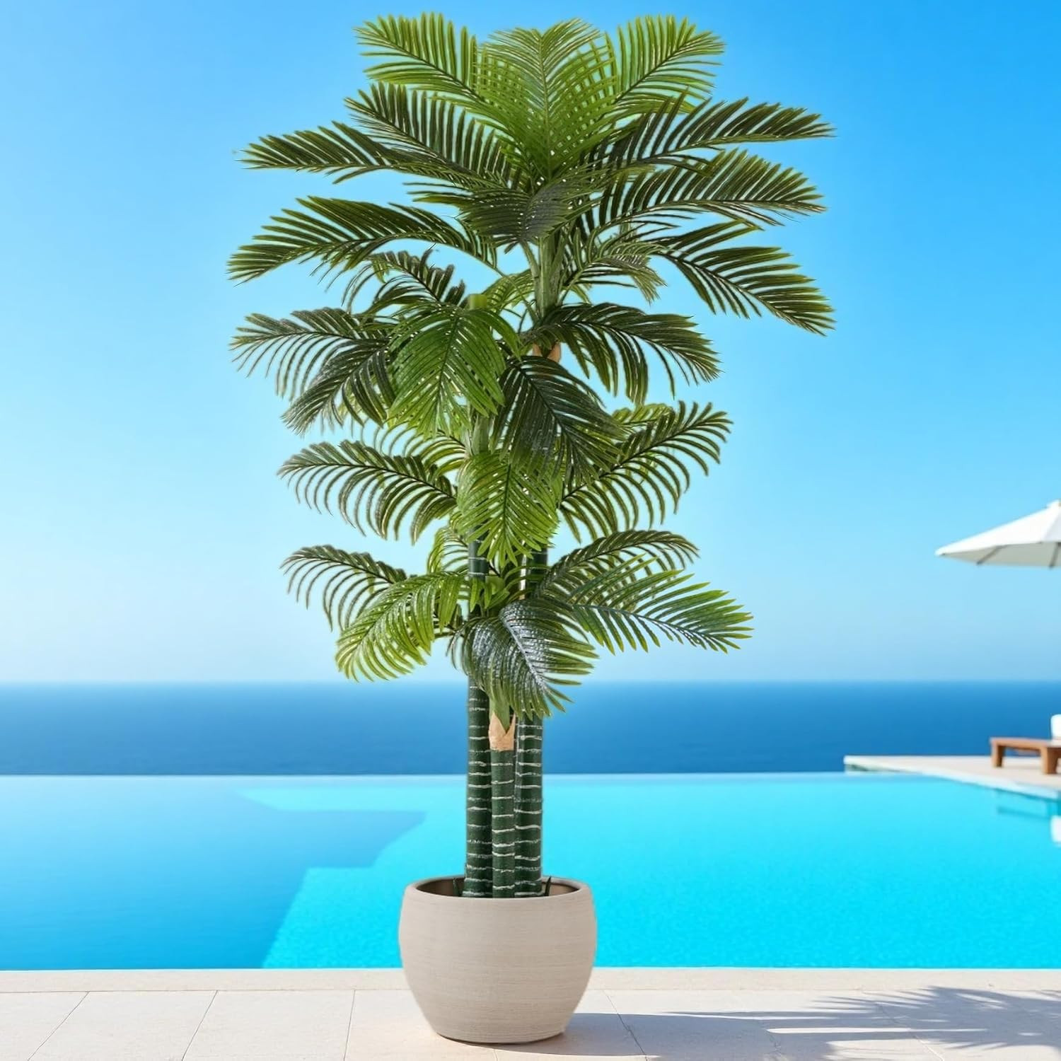 6FT Tall Artificial Palm Trees, Potted Plant (2 Pack) Tropical Areca Palm, UV Re