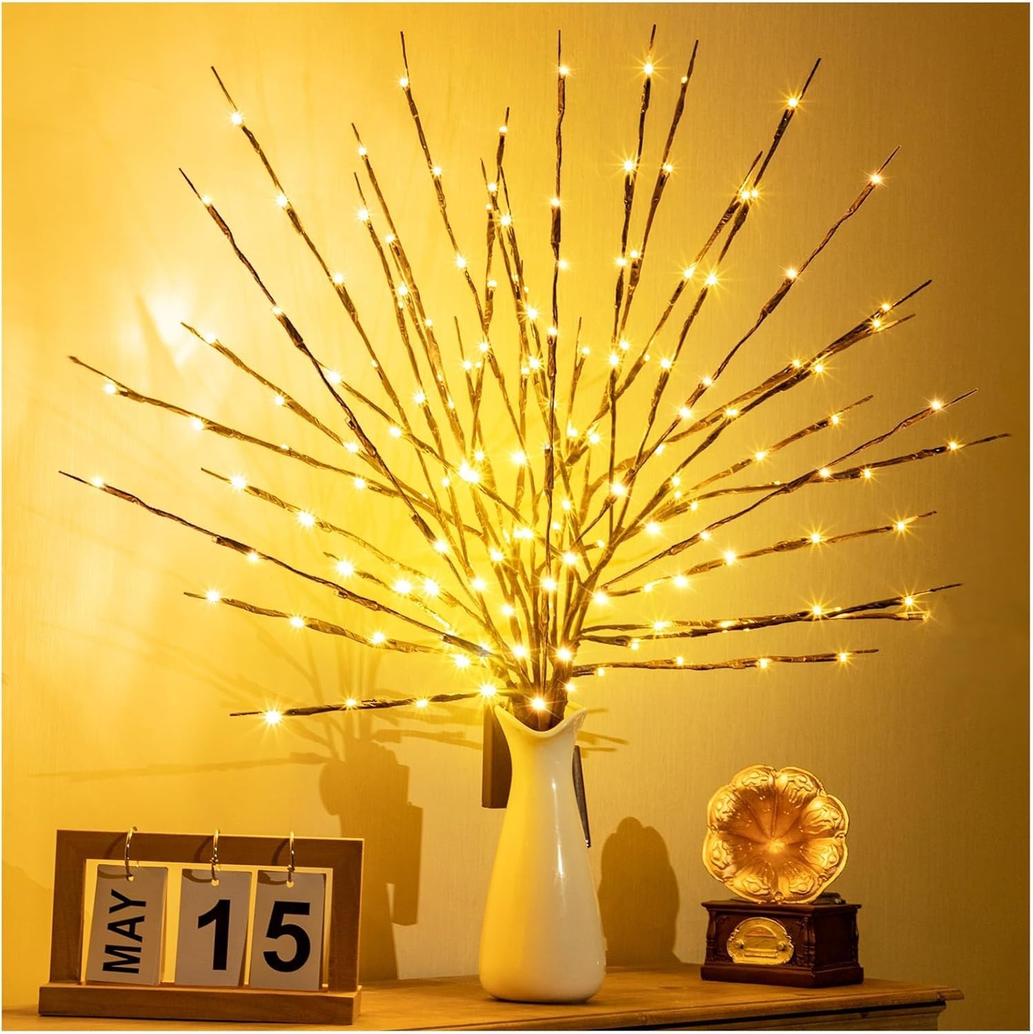 Elegant Lighted Twigs with 20 Bright Bulbs – 30 Inch Warm Yellow for Indoor &…
