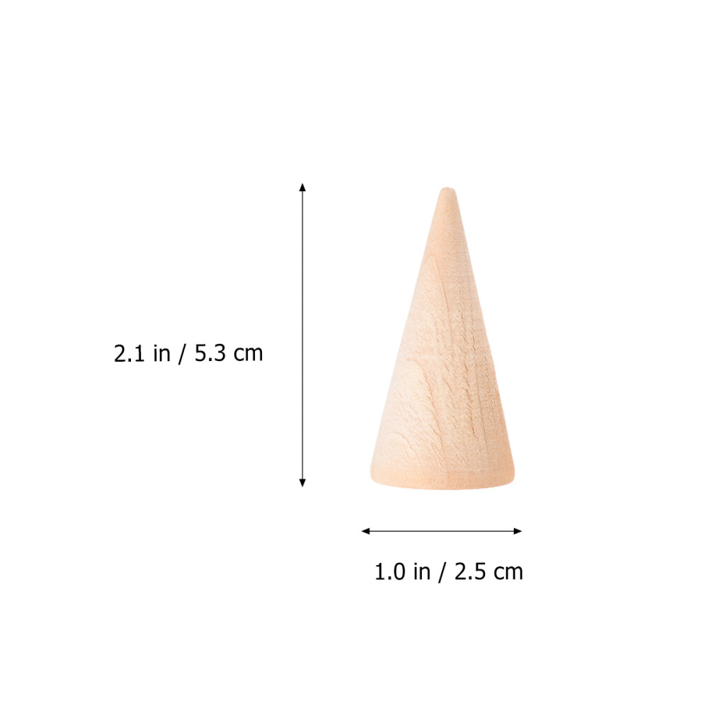 10PC DIY Cones Unpainted Wooden Geometry Ornamnet Adornment Making Accessories