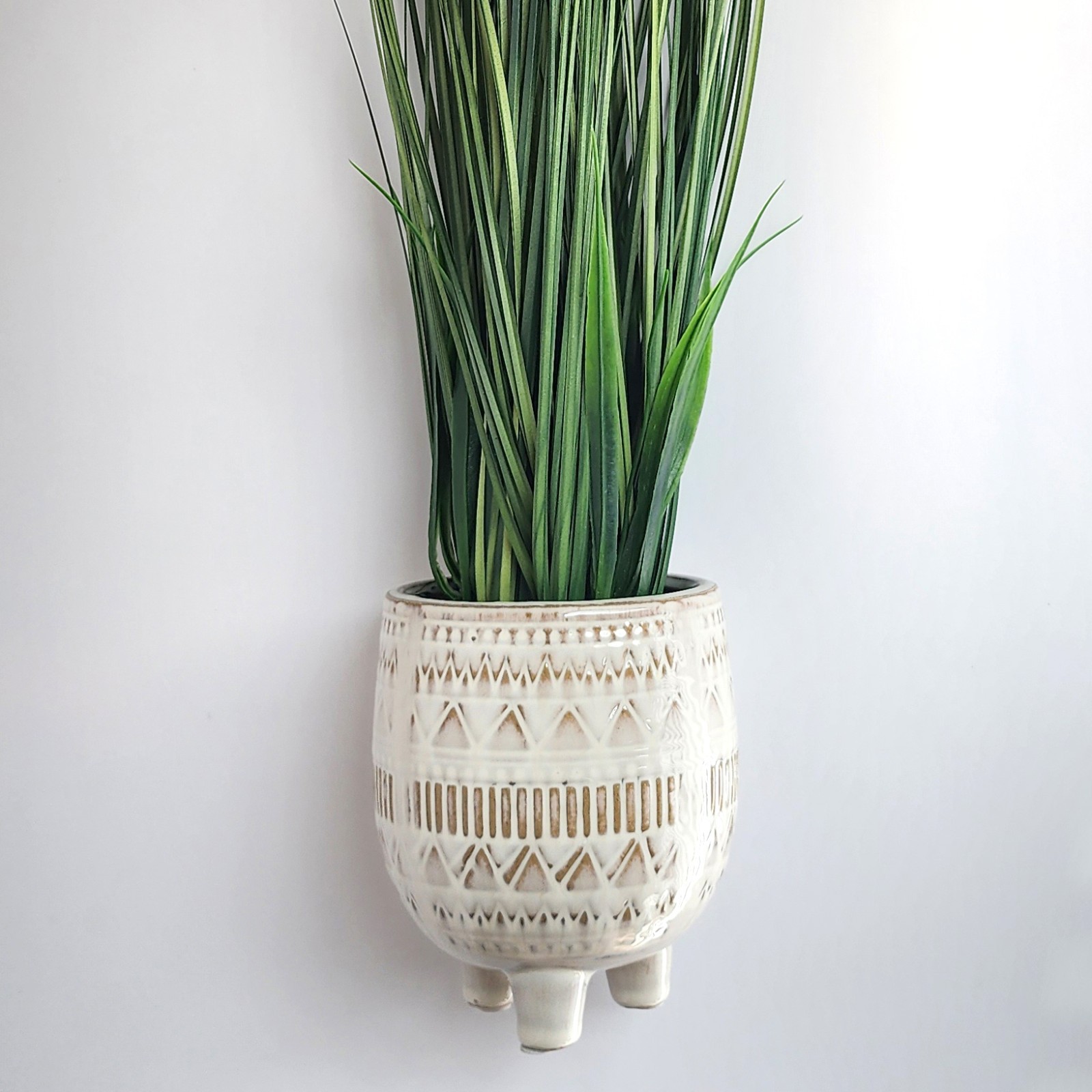 Faux Tall Grass Artificial Plant Boho Tribal Ceramic Footed Pot 23.5″ HomeGoods