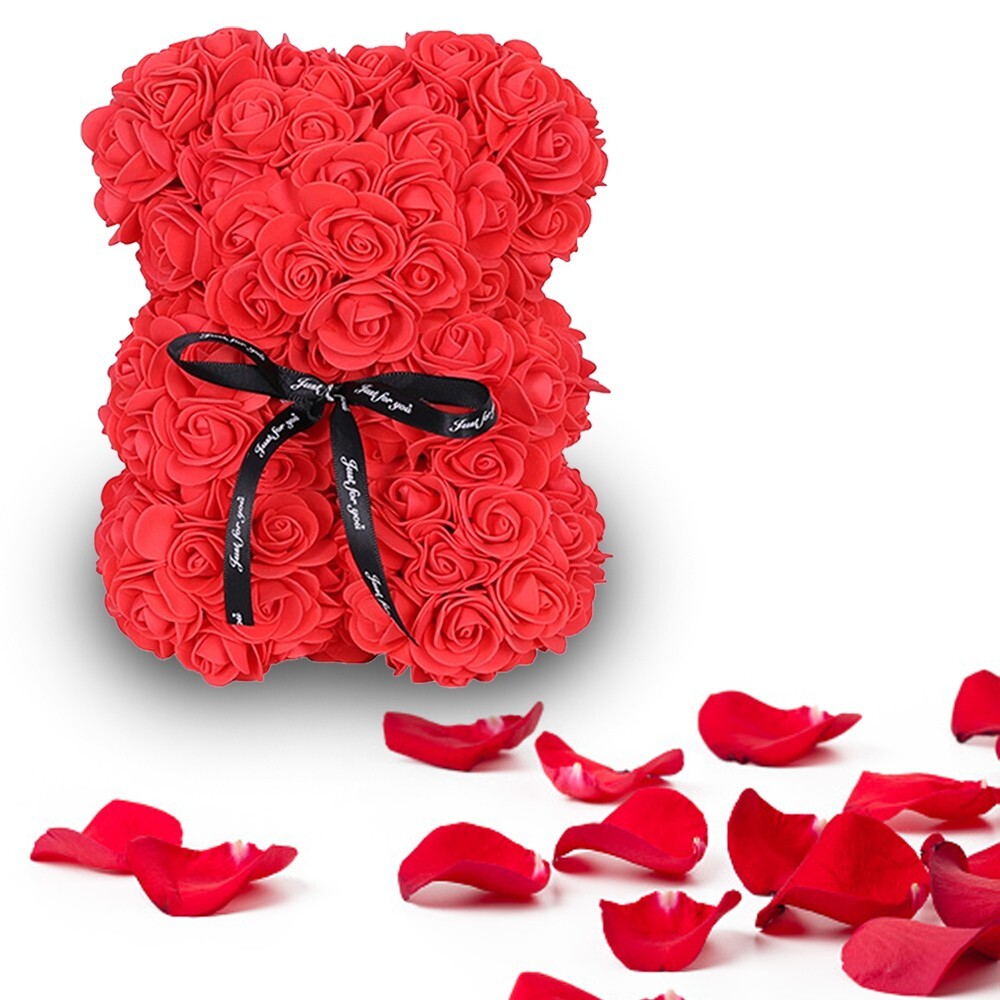 2023 Red Rose Flower Teddy Bear with Gift Box (25cm) Valentines & Birthday Party