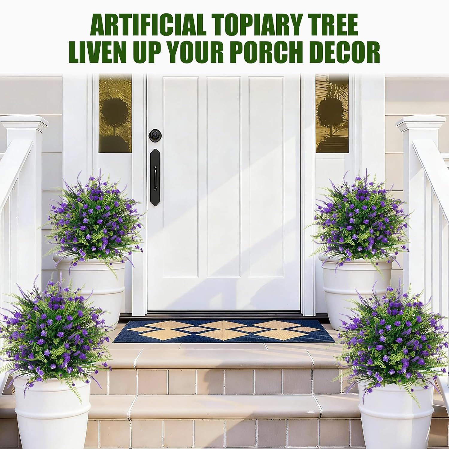 Set of 2 UV Resistant Artificial Boxwood Ball Topiary Plants with Stakes