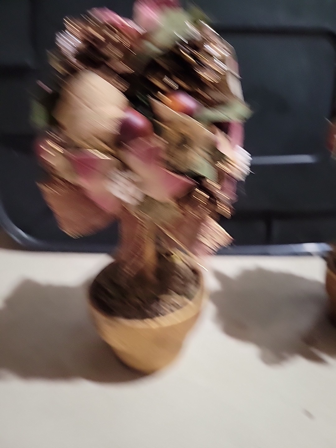 Artificial Topiary Tree Pinecones, Leaves, Berries, Mauve & Gold Color 15”