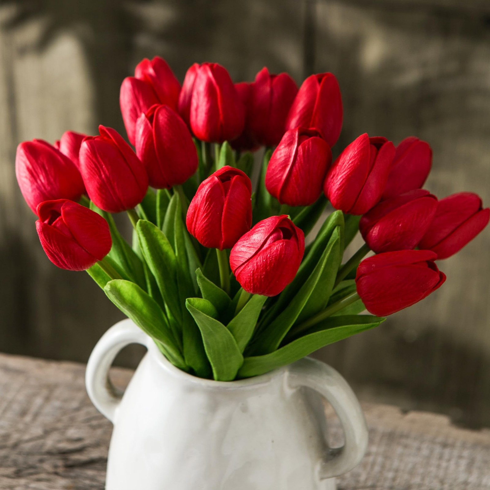 20 PCS 13 Inch Red Artificial Tulip Flowers Silk Fake Bouquets Home Decor