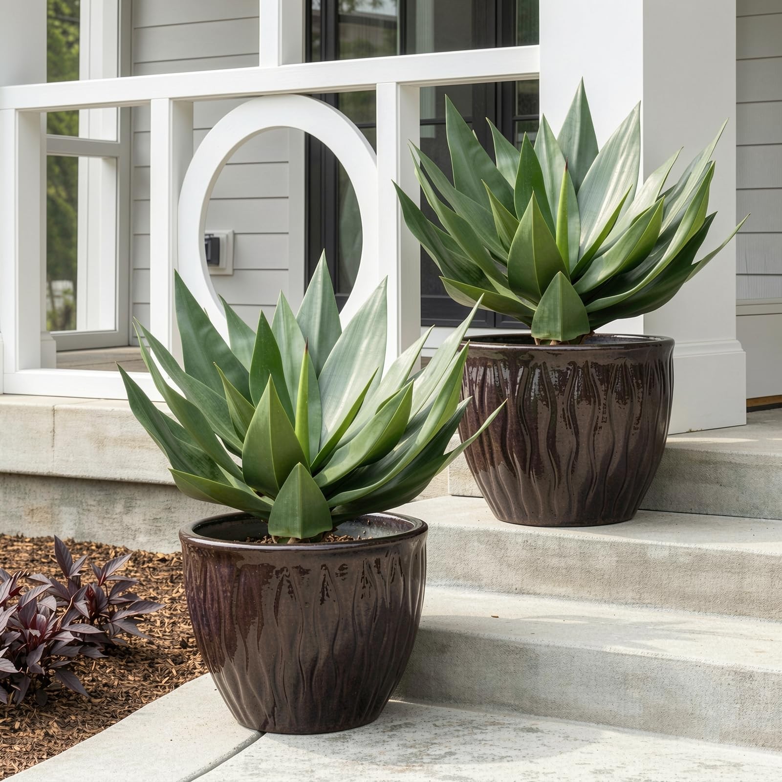 Best Artificial Agave Plants Outdoor,28″ UV Resistant Fake Silk with 23 Lifelike