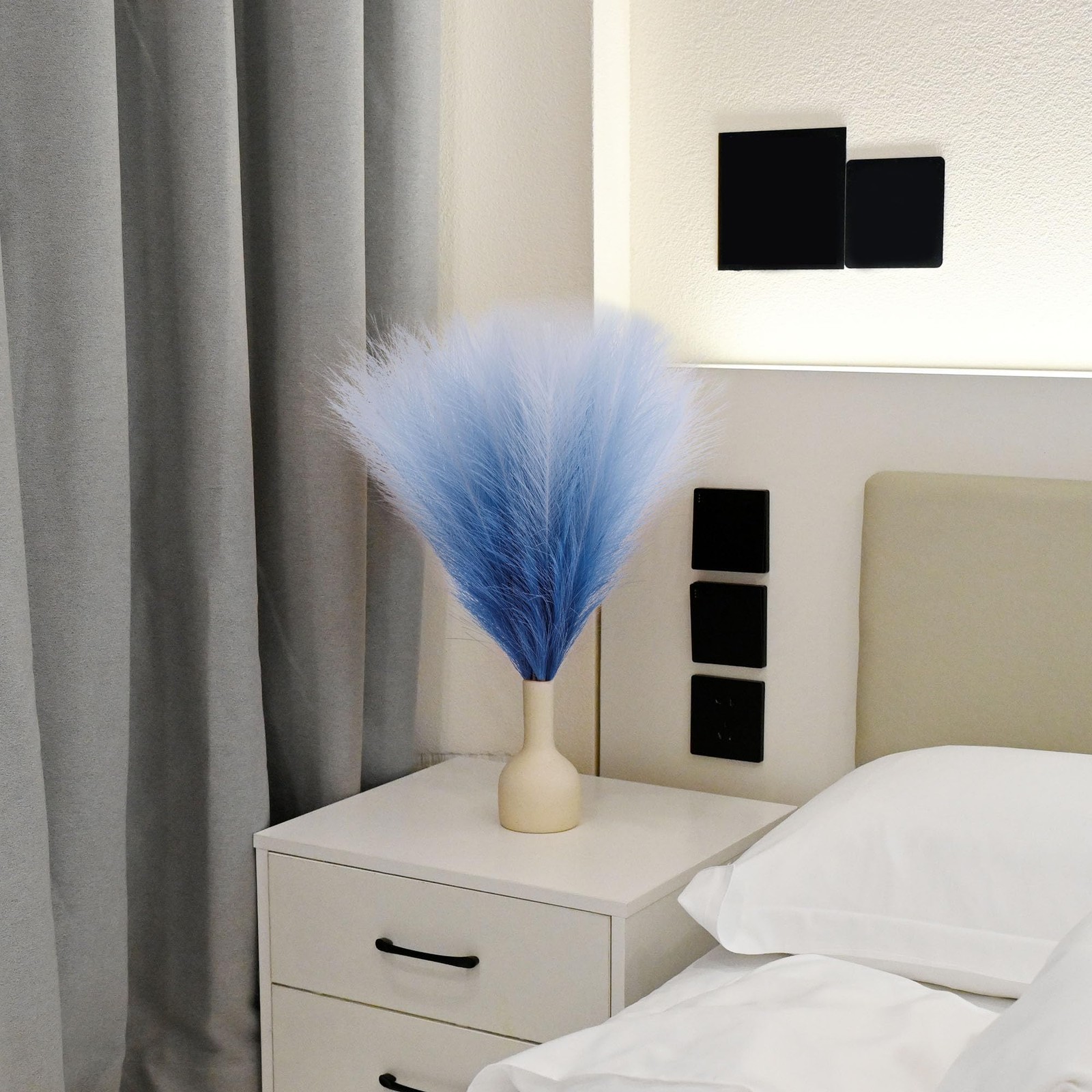6 PCS Faux Pampas Grass Arrangement – 18″/45cm Artificial Fluffy Pompous Gras…