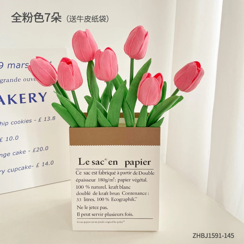 10PCS Tulip Artificial Flower Real Touch Artificial Bouquet PE Fake Flower for W