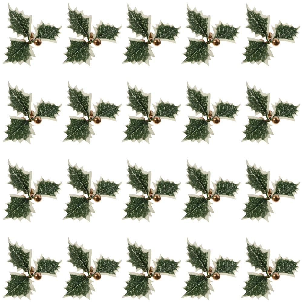 20 Pcs Golden Fruit Green Leaves Christmas Decoration Home Plant