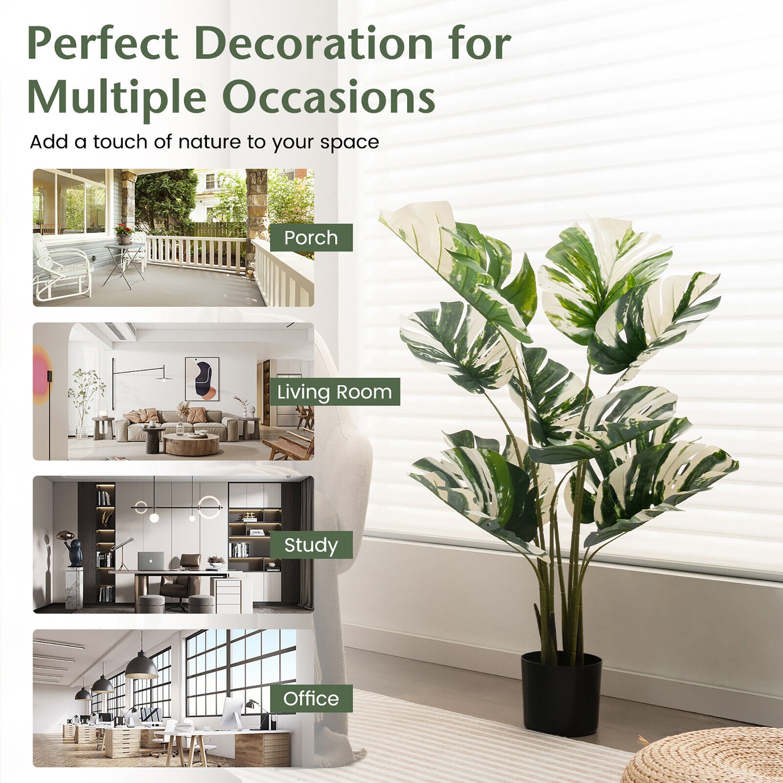 4FT Artificial Monstera Deliciosa Tree 2-Pack Fake Plant Faux Tree for Decor