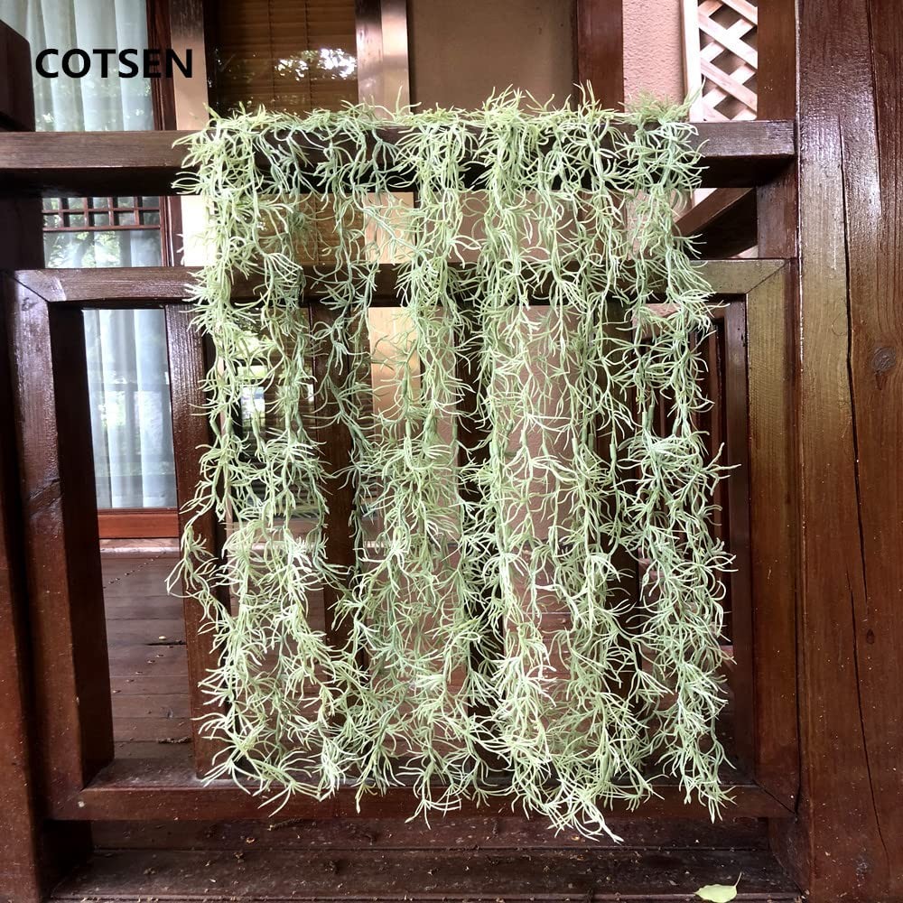 5 Pack Spanish Moss Faux Greenery Moss Fake Vines Moss Hanging Plants for Pot…