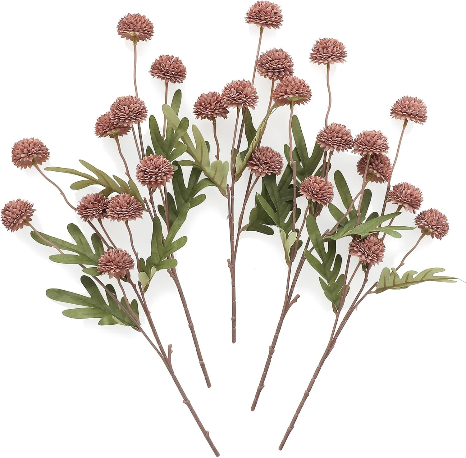 Floroom 5Pcs Dusty Rose Faux Silk Mums Artificial Flowers, Bulk Fake Small Mini