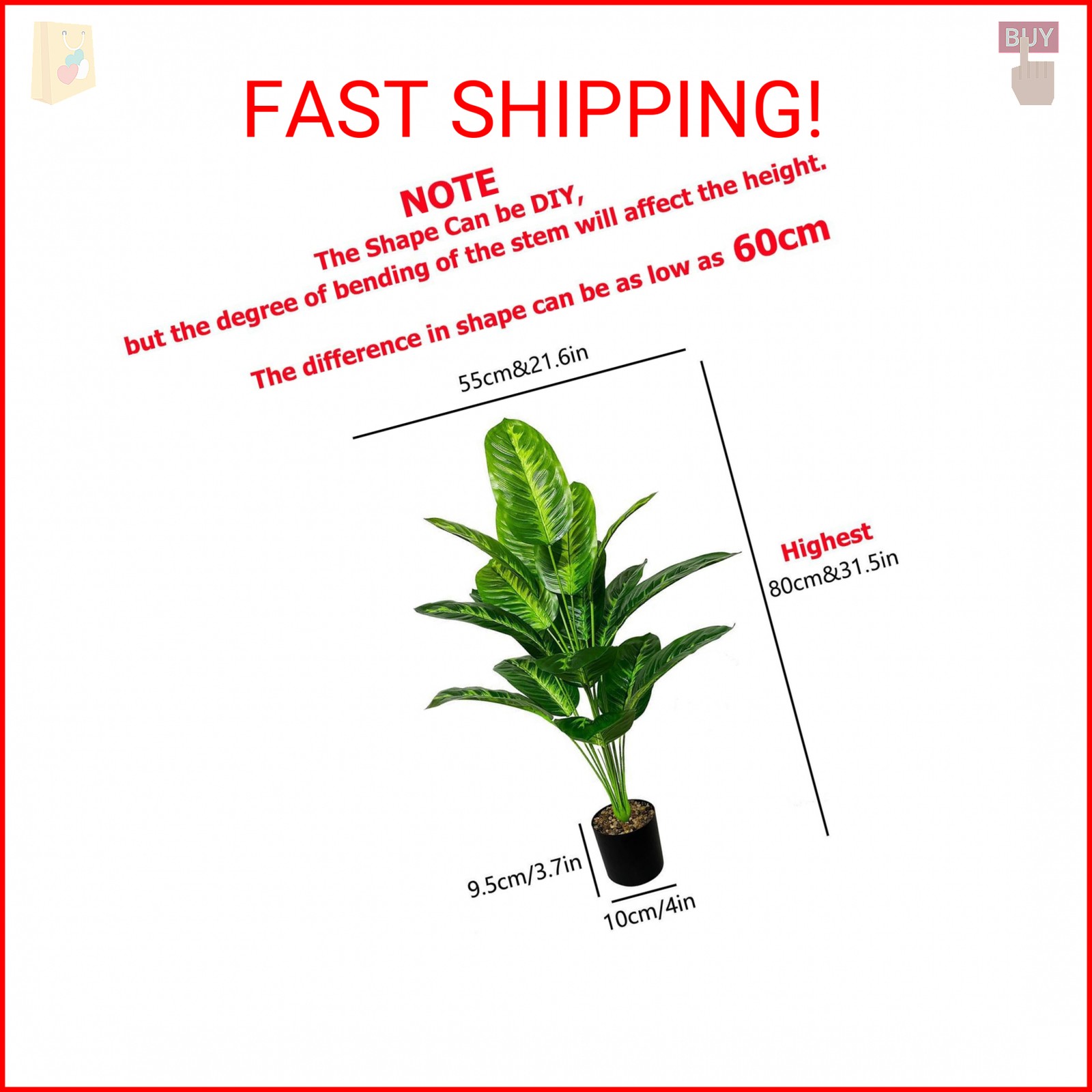 Rozwkeo Artificial Plants in Pots Large Fake Tree Floor Faux Tropical Plants Dec