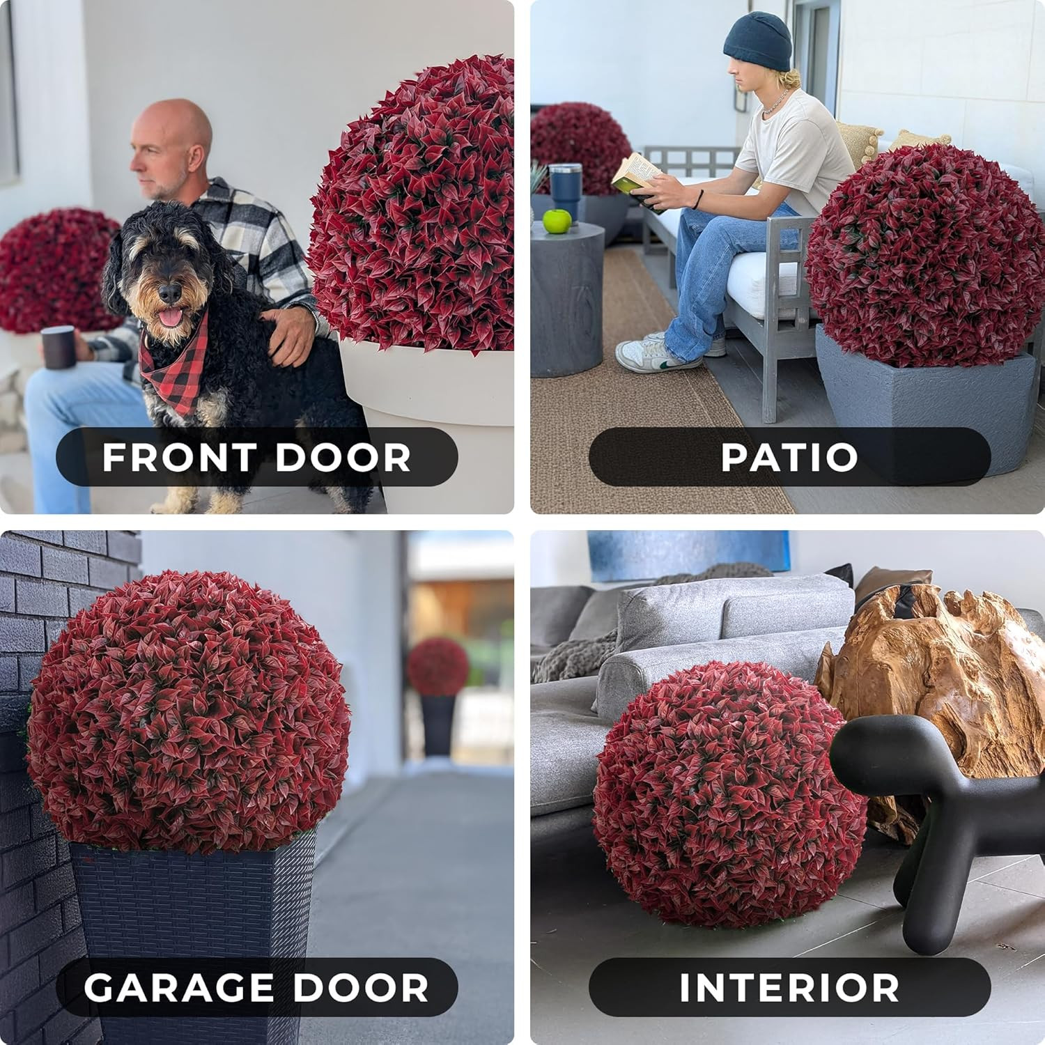 23″ XL Topiary Ball – Superior Burgundy Boxwood Style (2 Halves)