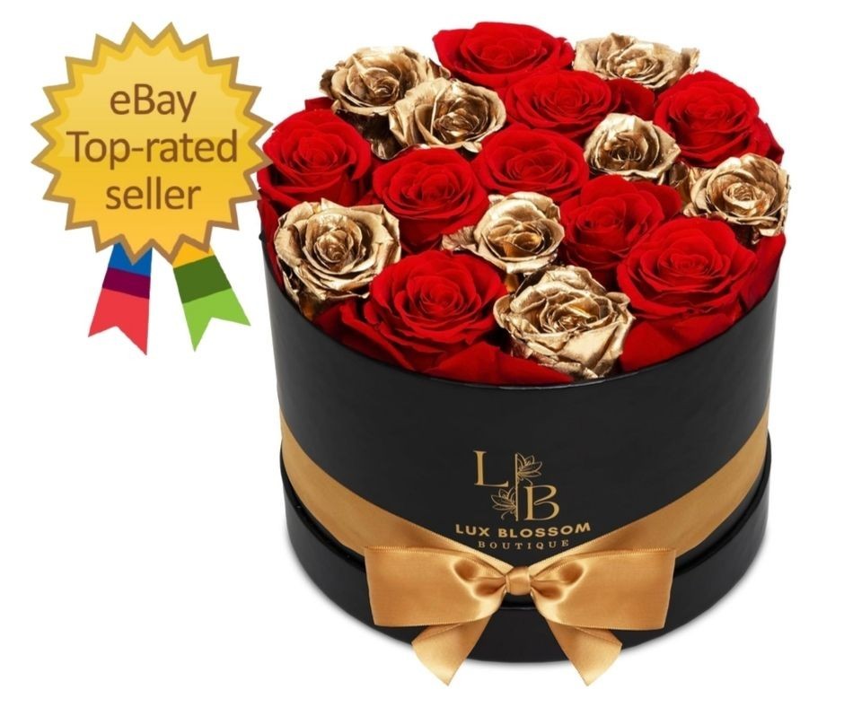 Luxury Red & Gold Roses Gifts for Women Black Box