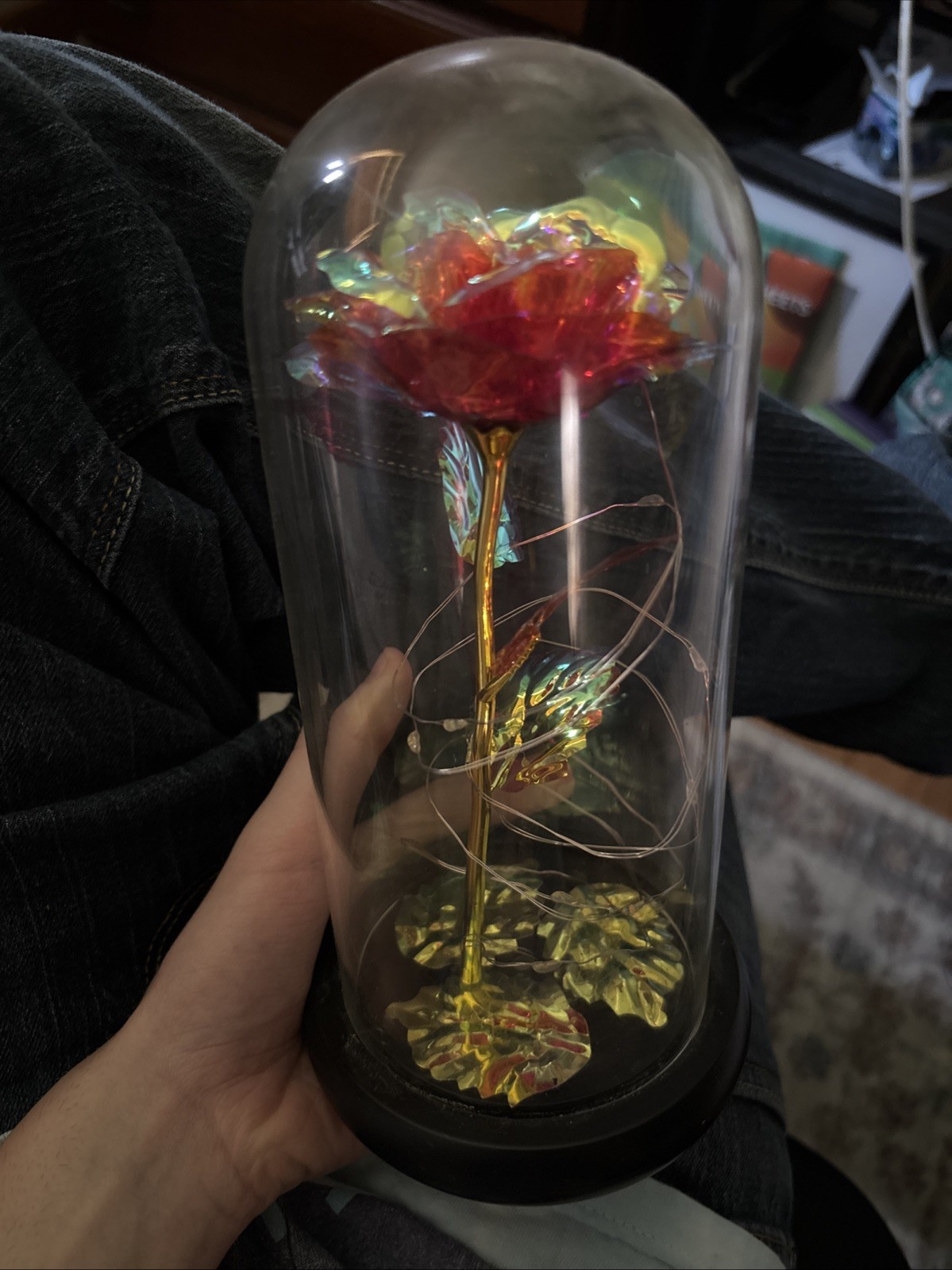 Artificial Rose Purple Old Used Comes With Original Box Takes Triple A Batteries