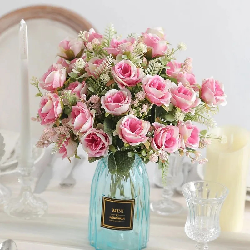 5Heads Artificial Rose Flower Bouquet For Living Home Room Decoration Christmas