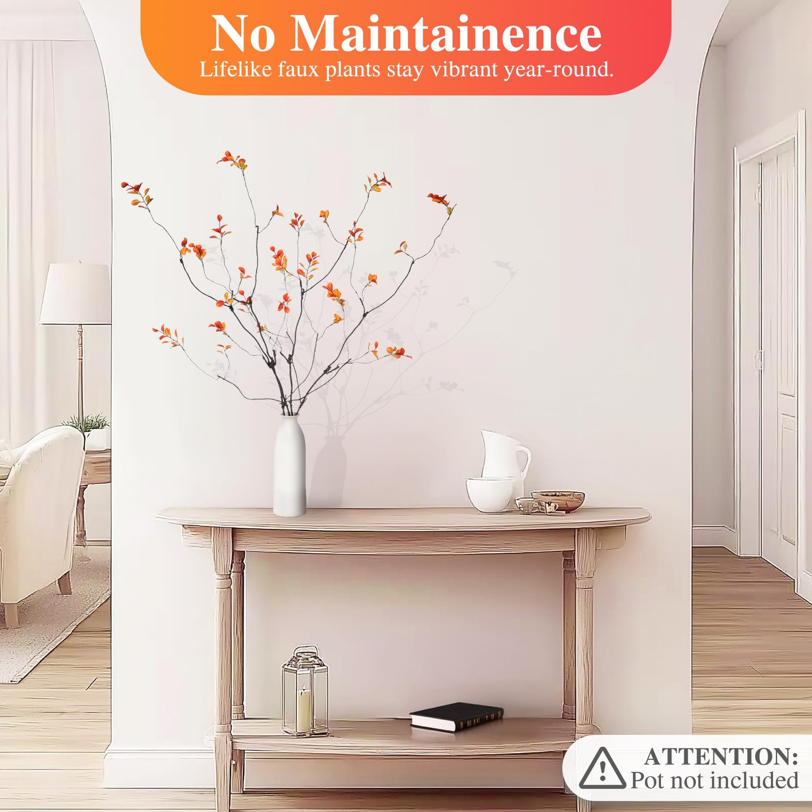 4 Pcs Fall Stems Artificial Ficus Branches – Faux Thanksgiving Stems for Vase…
