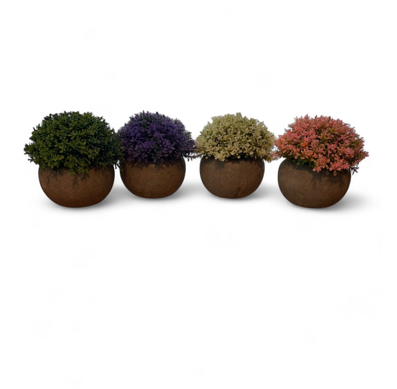 Faux Artificial Plants Clay Stoneware Pots Set Of 4 Multicolor 5 in. Decorative