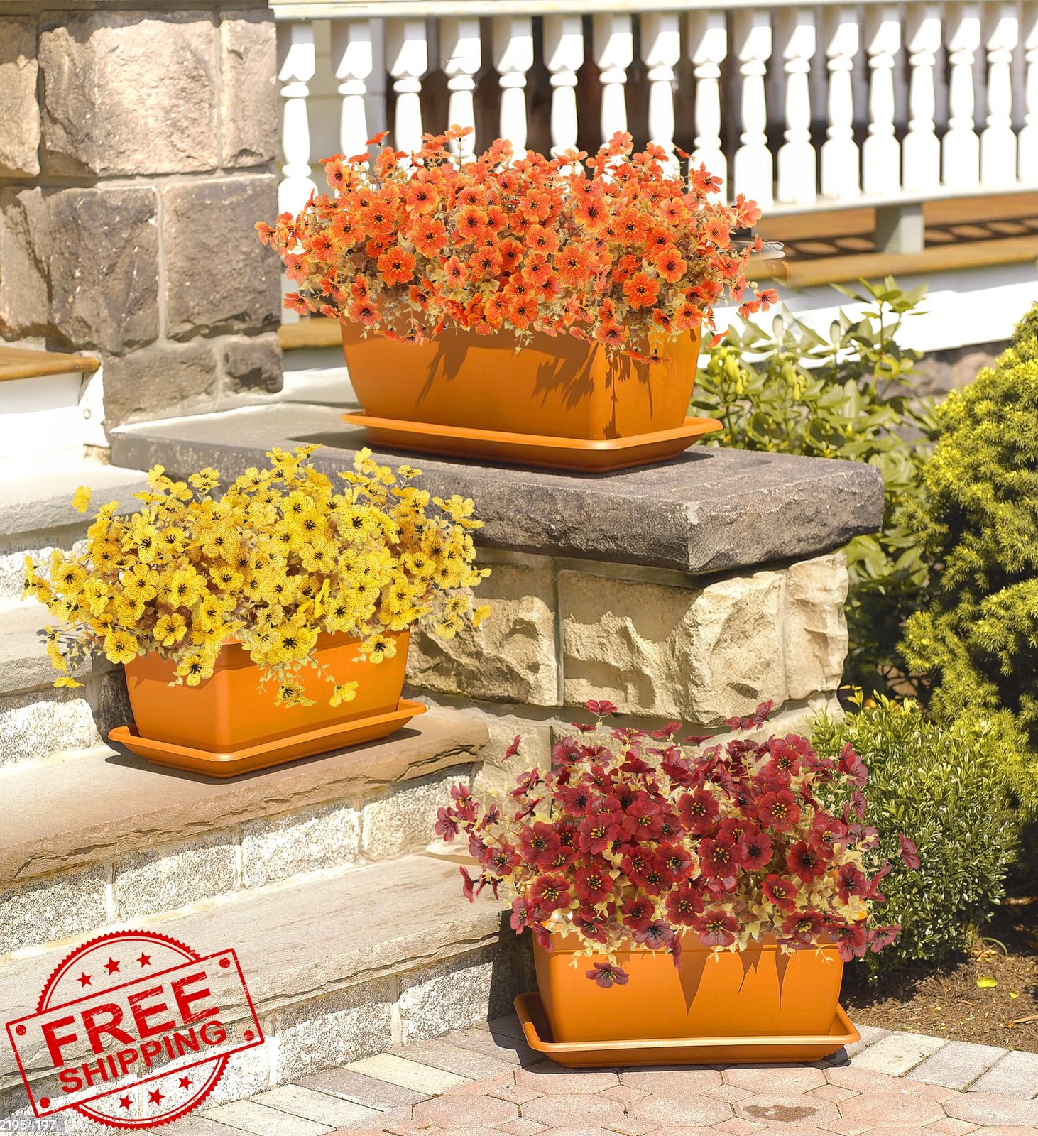 ATTGREAT 12PCS Mum Flowers Mix Orange Yellow Red