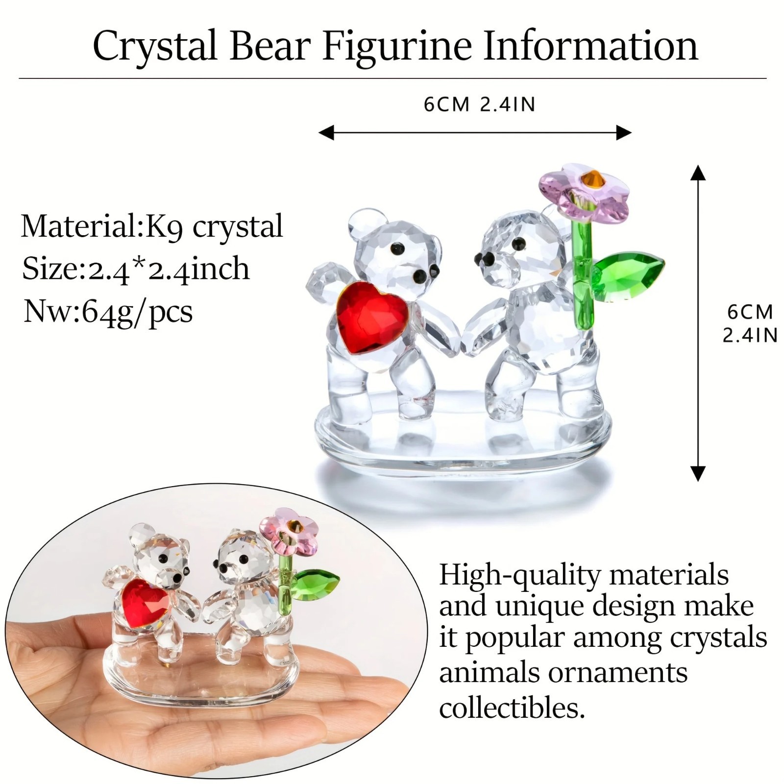Crystal Flower Ornament Glass Sunflower Orchid Desktop Office Décor