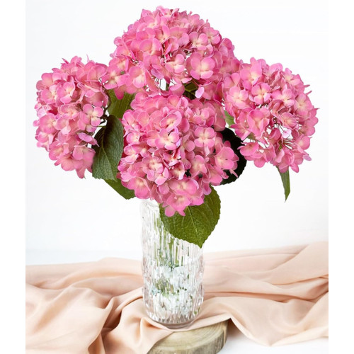 4 Pcs 20” Real Touch Hydrangeas Pink Artificial Hydrangeas Flowers Faux Late