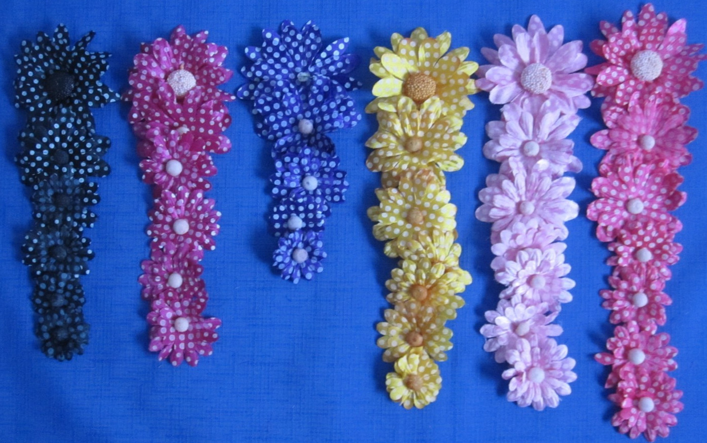 #9 Lot-38 Used Silk Flower Blooms Polka Dot Daisy 1.5-3.5″ Multiple Colors
