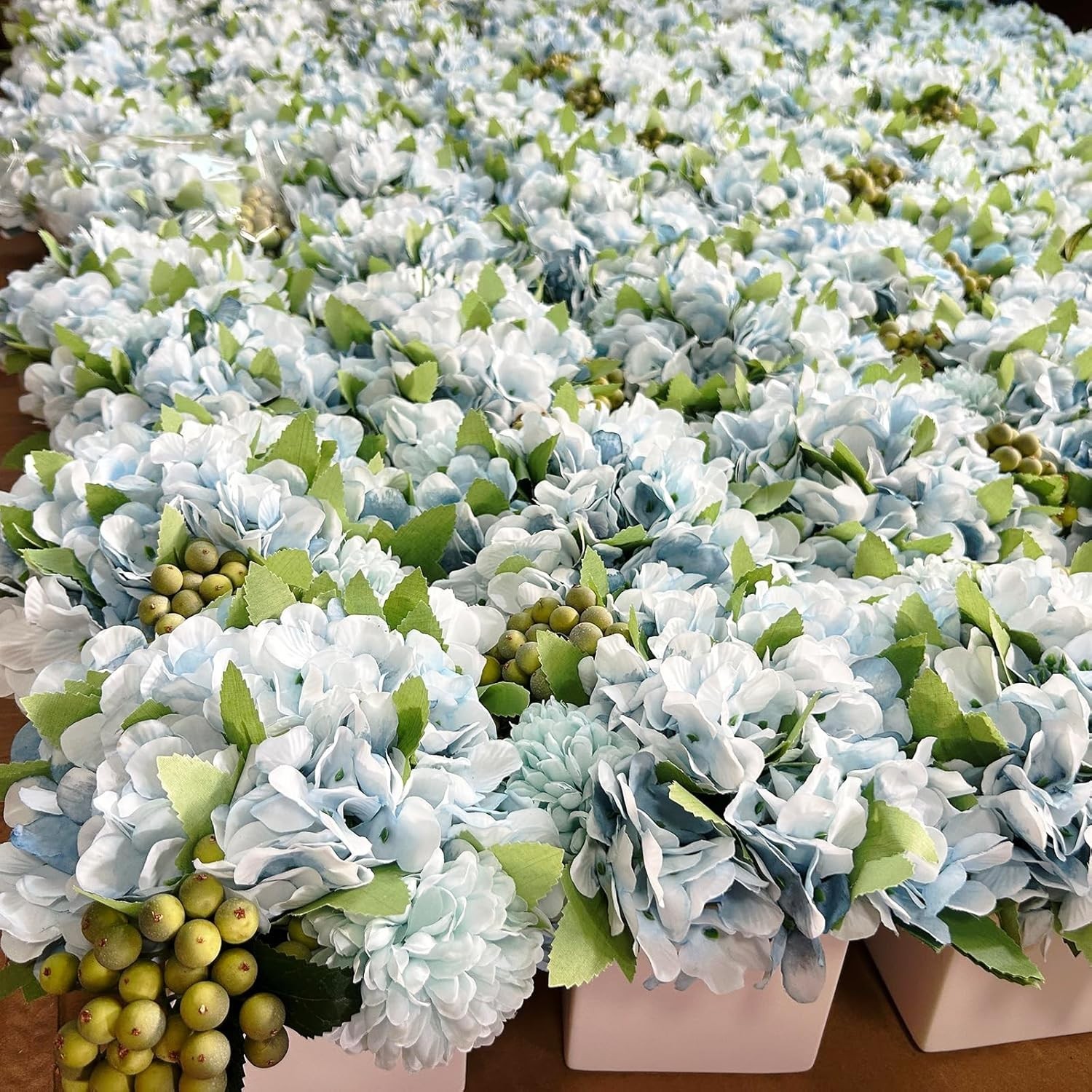 Low-Maintenance Blue Hydrangea Arrangement in Ceramic Pot – Perfect Indoor Decor