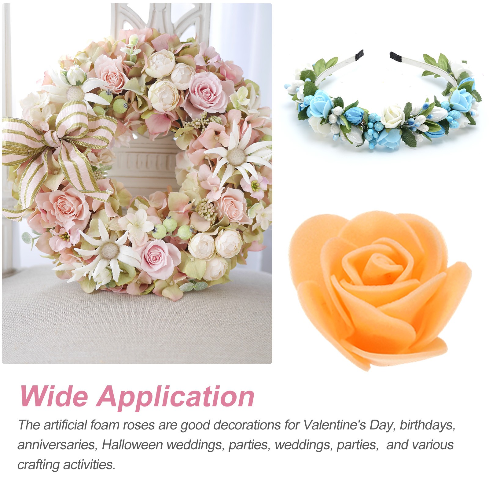 500pcs Foam Rose Heads 3.5 cm for DIY Crafts Accessories, Orange