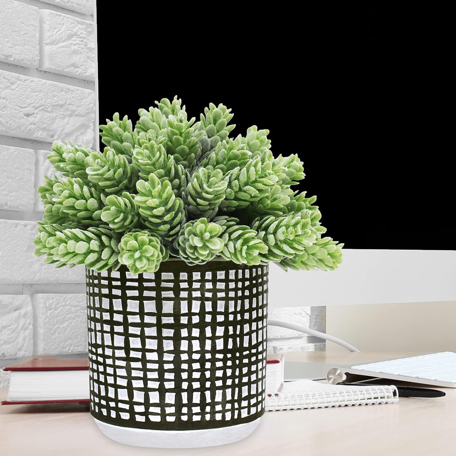Winlyn 3 Pcs Small Potted Plants Artificial Succulents Hanging Plants and Faux T