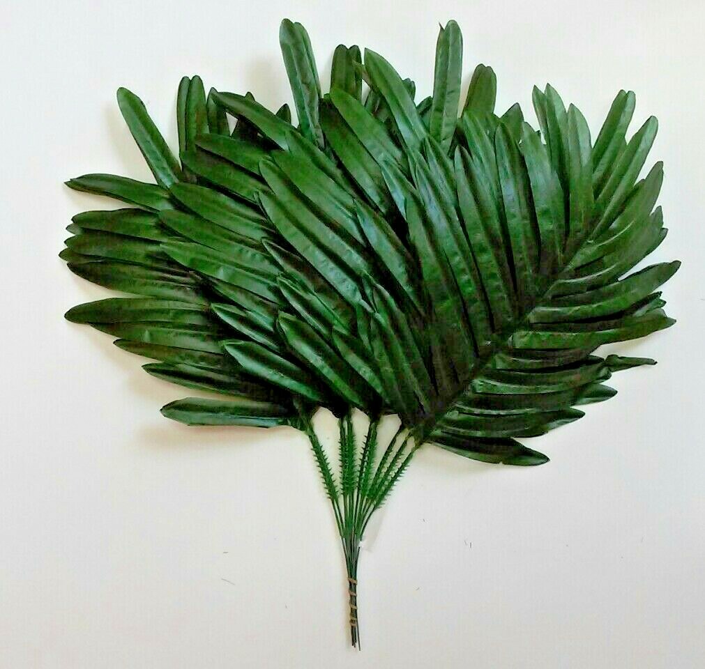 (12 Leaves) 15″ Green Fern Palm Silk Greenery Plant Flower In/ Outdoor Decor USA