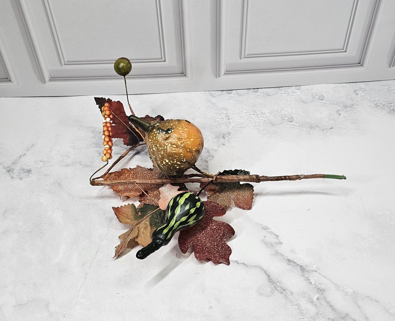 Fall Artificial Flowers With Small Pumpkin And Gourds