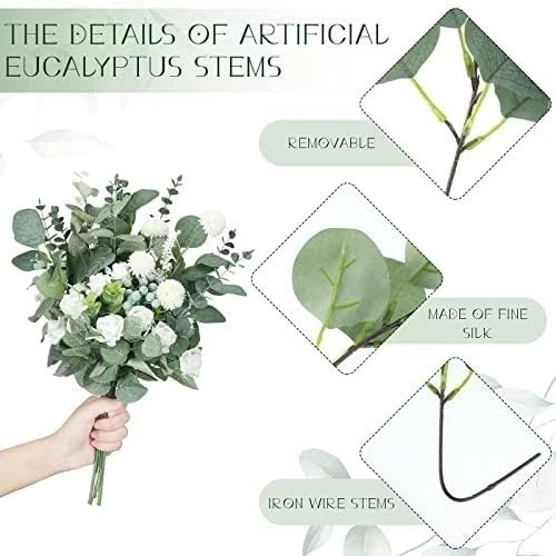 Luxury 270pc Mixed Eucalyptus Greenery Bundle – Realistic Silk Silver Dollar …