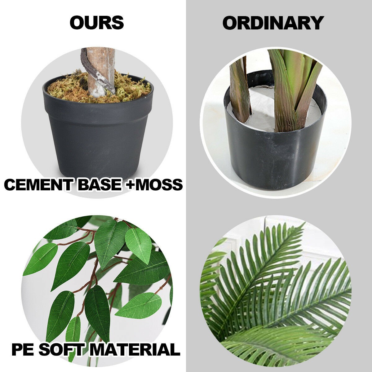 Costway 5.5FT Artificial Ficus Silk Tree Wood Trunks Green In/Patio Home Décor