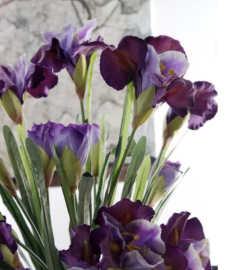 3pcs Artificial Iris Flower Purple Silk Flower 9 Heads, 36 Inch Artificial Fl…